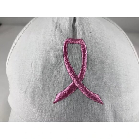Greenbrier International‎ Womens White Pink Ribbon Embroidered Baseball Cap OS - Picture 7 of 10